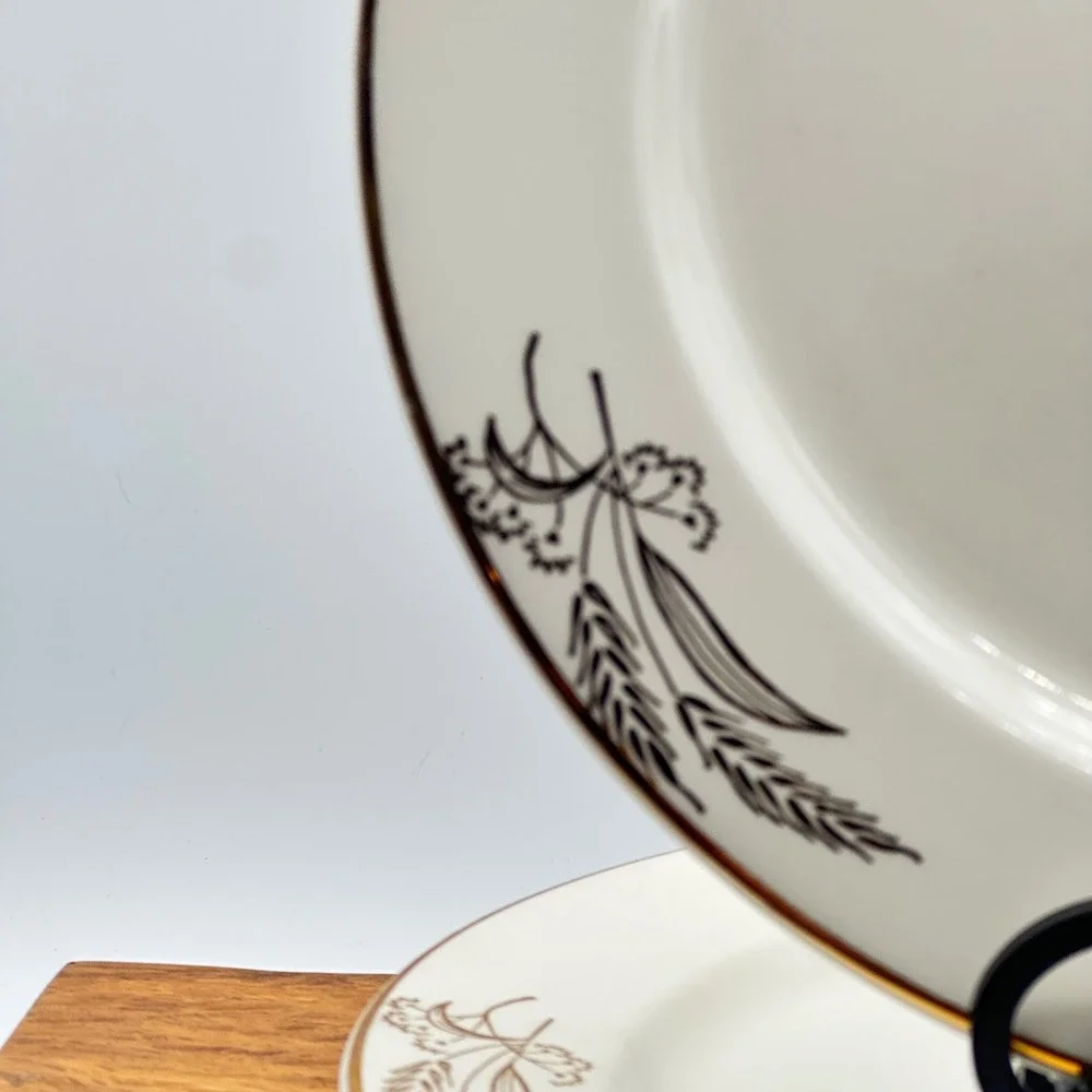 Lifetime China Co Prairie Gold Wheat Dinner Plates Set of 2 Semi-Vitreous MCM